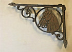 SET OF 2 HORSE HEAD SHELF BRACKET/BRACE, Antique Rustic Brown patina cast iron — photo 5