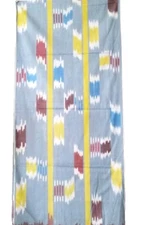 AUTHENTIC ARTISNAL HAND WOVEN UZBEK  IKAT COTTON SCARF -  TRIBAL DESIGN