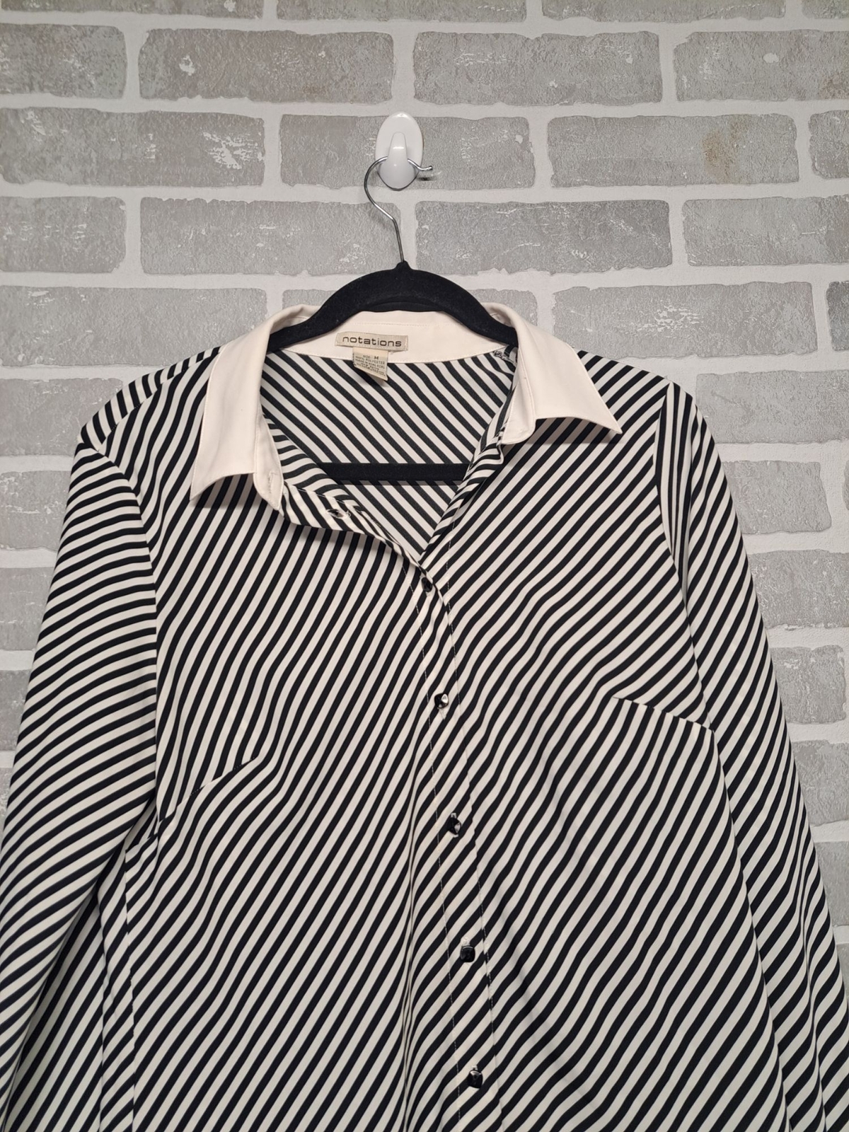 Notations 90s Striped Button Down,Long Sleeve Cla… - image 3