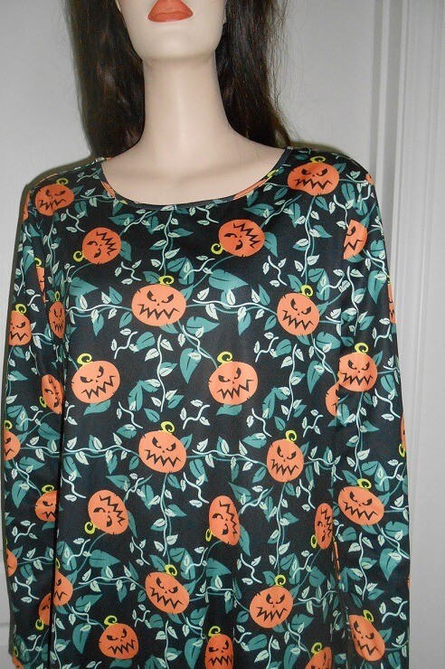 Ouges Halloween Scary Pumpkin Trapeze Knit Dress … - image 3