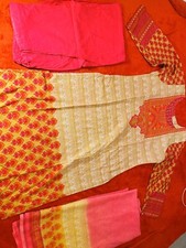 3 Piece Indian Pakistani Shalwar Kameez Women LARGE Bust:21, Hip:22, Length:40.5