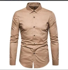 Shirt Mens Long Sleeve Polka Dots Polyester Regular Shirt 1pc Button Down
