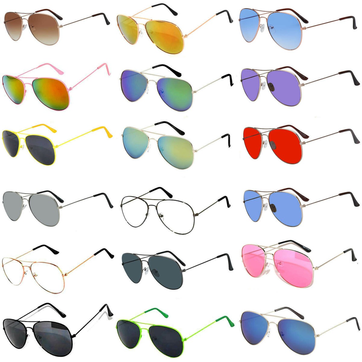 SET 18 MIX SUNGLASSES WHOLESALE AVIATOR ASSORTED COLORS 100  display picture 1
