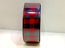 Celebrate It Holiday Time Wired Ribbon Black Red Buffalo Check 2 in x 30 ft