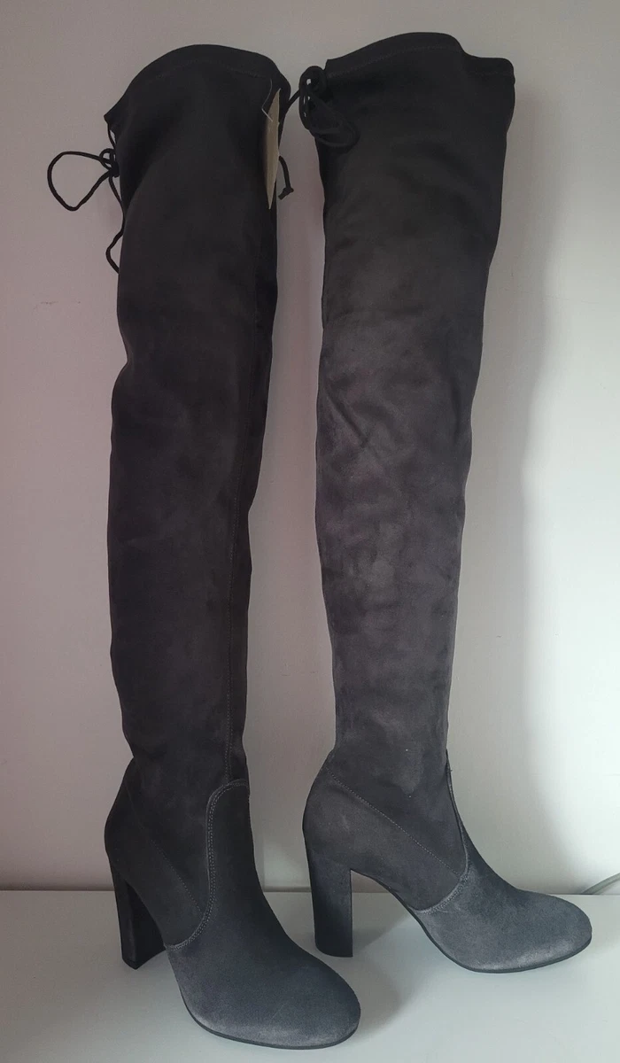 Dark grey over the knee boots hot sale