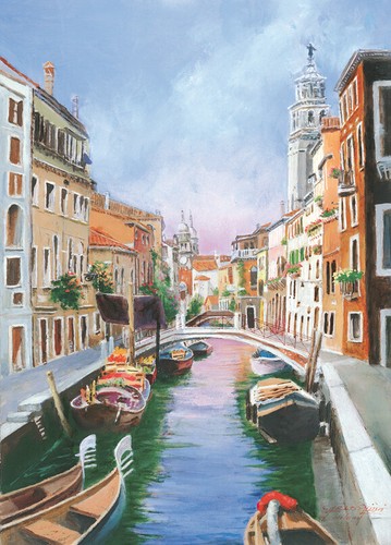 Cuadro barroco enmarcado Venecia barcos puente góndola mural 45x37 pinturas Italia - Imagen 2 de 7