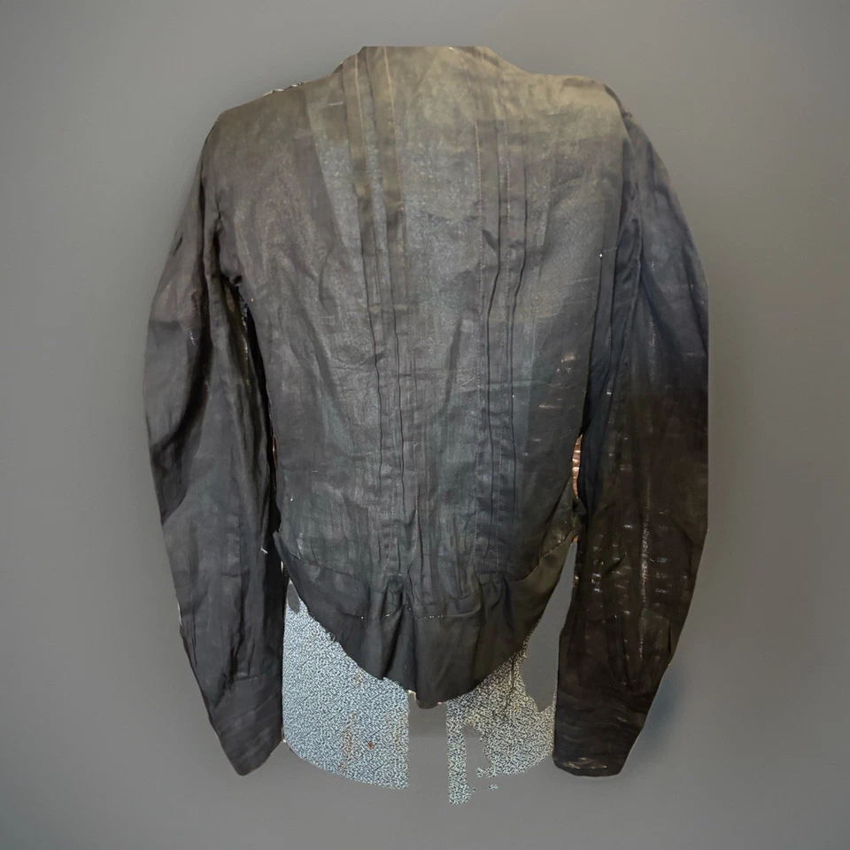 Blusa antigua eduardiana de seda negra años 1900 Foto 4 de 4