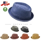 Light Weight Washed Cotton Fedora hat Porkpie Summer Trilby Cuban Beach Sun Cap