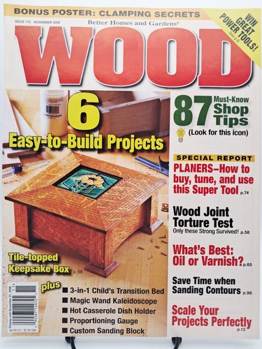Wood Magazine Nov 2006 Issue 173 Tile Topped Keepsake Box Clamping Secrets