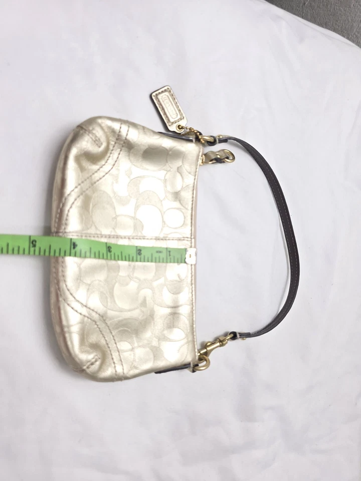 Coach Metallic Gold Signature Leather Wristlet - Image 2 of 4