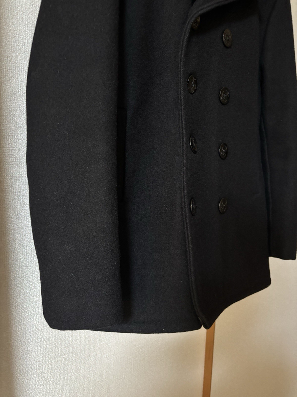 Schott 740 Pea Coat Dark Navy Wool Blend Size 42 Made in USA Quilted Lining