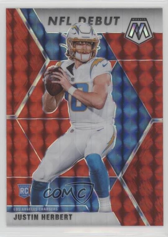 2020 Panini Mosaic NFL Debut Red Mosaic Prizm Justin Herbert #263 Rookie RC 2l4