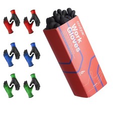 6 Pairs Safety Work Gloves with Grip for Men , Oil/Abrasion Resistant for Gen...