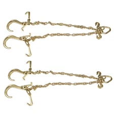 2× G70 V-Chain Bridle w/8" Medium J Hooks,T- Hook&J-Hook w/Grab Hooks 5/16''x3'