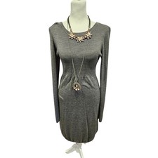 Garnet hill wool sweater dress ribknit Womens medium gray minimalist basic 