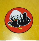 PATCH FABRIC: CALIMERO AND FINGER, DIAMETER 9 CM, GOOD CONDITION SEE PHOTOS.