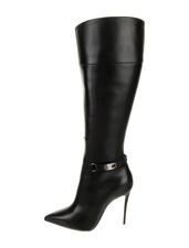 CHRISTIAN LOUBOUTIN Lock Kate Botta 100 Leather Knee-High Boots IT 38 Very Good