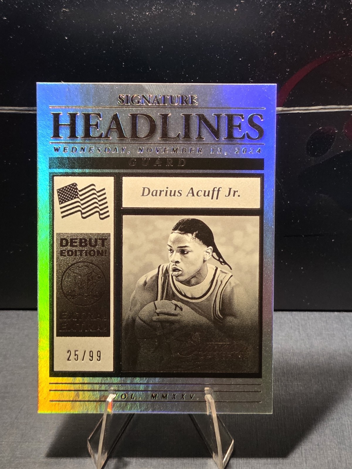 2025-26 Panini Signature Series Darius Acuff Jr Headlines /99 #17 Arkansas