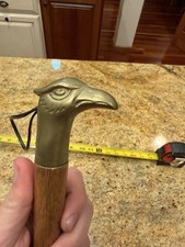 Vintage 17  Solid Brass Wooden Handle Eagle Head Shoe Horn VTG Rare Beautiful 