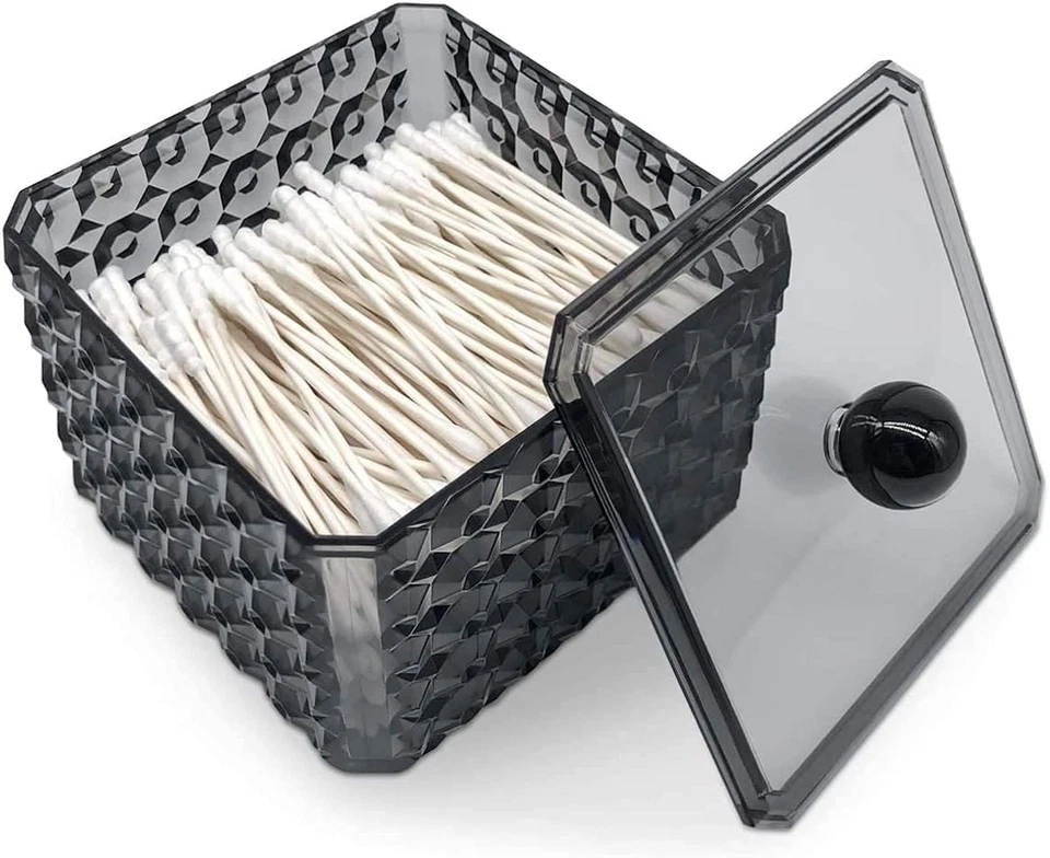 Contenitore in Acrilico per Dischetti Di Ovatta E Cosmetici, Con Coperchio, Riut - Immagine 3 di 4