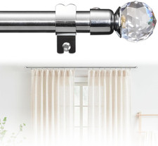 Bastone per Tenda Argentato, Con Terminali in Cristallo, per Tende Velate (16 Mm