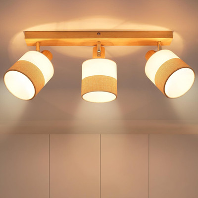Glitzerlife Deckenstrahler 3 Flammig Deckenlampe Wohnzimmer - Deckenleuchte Holz