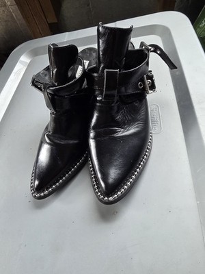 Steve Madden Grazia Pointed Toe Moto Bootie Black Leather Womens 6.5M New $150