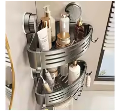Space-Saving Suction Cup Bathroom Shelf - No Drilling Required