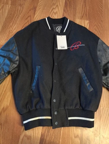 Y2K Bally Total Fitness Wool Leather Varsity Jacket Embroidered NWT Vtg - product listing photo
