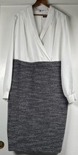 karl lagerfeld women dress. size 16 Wrap Top with Knit Skirt Pearl Buttons
