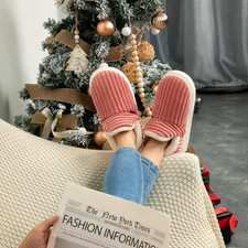 Pantofole da donna invernali in peluche per interni, piatte in feltro, chiuse, eleganti, antiscivolo, calde, comode e imbottite, morbide