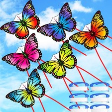 Large Butterfly Kites 55" x 28" - 6 Pcs Colorful Outdoor Kites with 328ft String