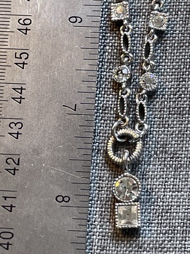 Napier Rhinestone Pendant Silver Tone Necklace - Picture 13 of 14