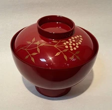 Japanese Jubako Bento Box Echizen lacquer ■ zoni red Nanten [1 customer] Handpai