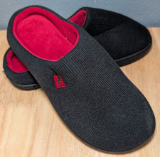Men's Memory Foam Slippers Two-Tone Comfort House Shoes Black Red Size 7-8