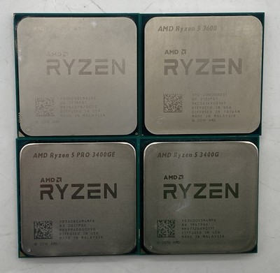 Mixed Lot Of 4: AMD Ryzen 5 3400G, 5 PRO 3400GE , 5 3600, 5 1600X