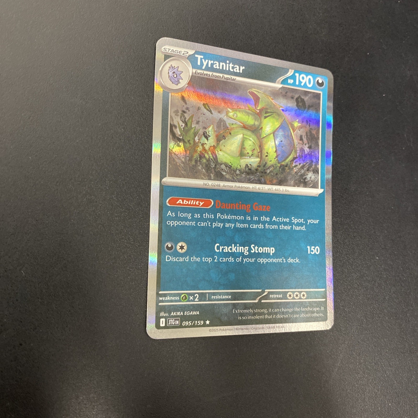 Pokemon Tyranitar Sv09: Journey Together Holo Rare Card #095/159 NM Condition