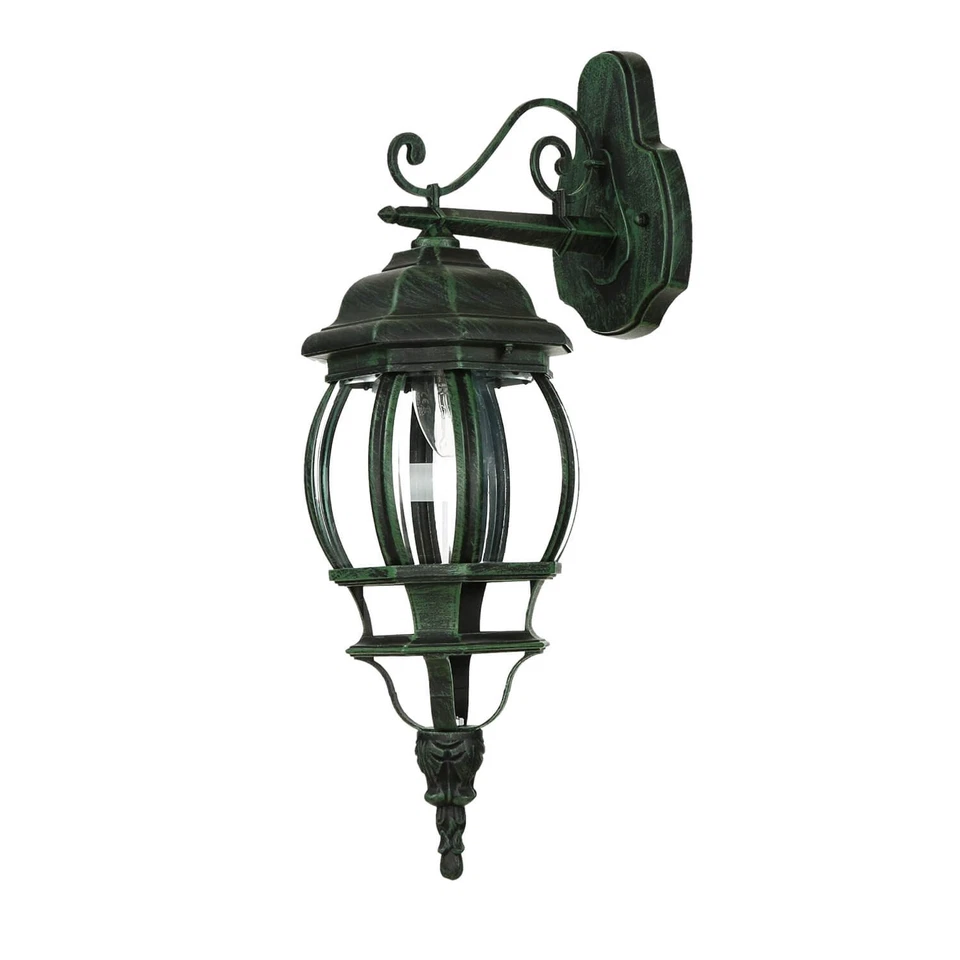 Rustikale Außenleuchte Schwarz Grün antik Wand Lampe Laterne Haus Hof Balkon - Bild 4 von 4