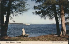 Fort Pierce,Florida Waterways and Bridge,FL Tichnor 1977 St. Lucie County