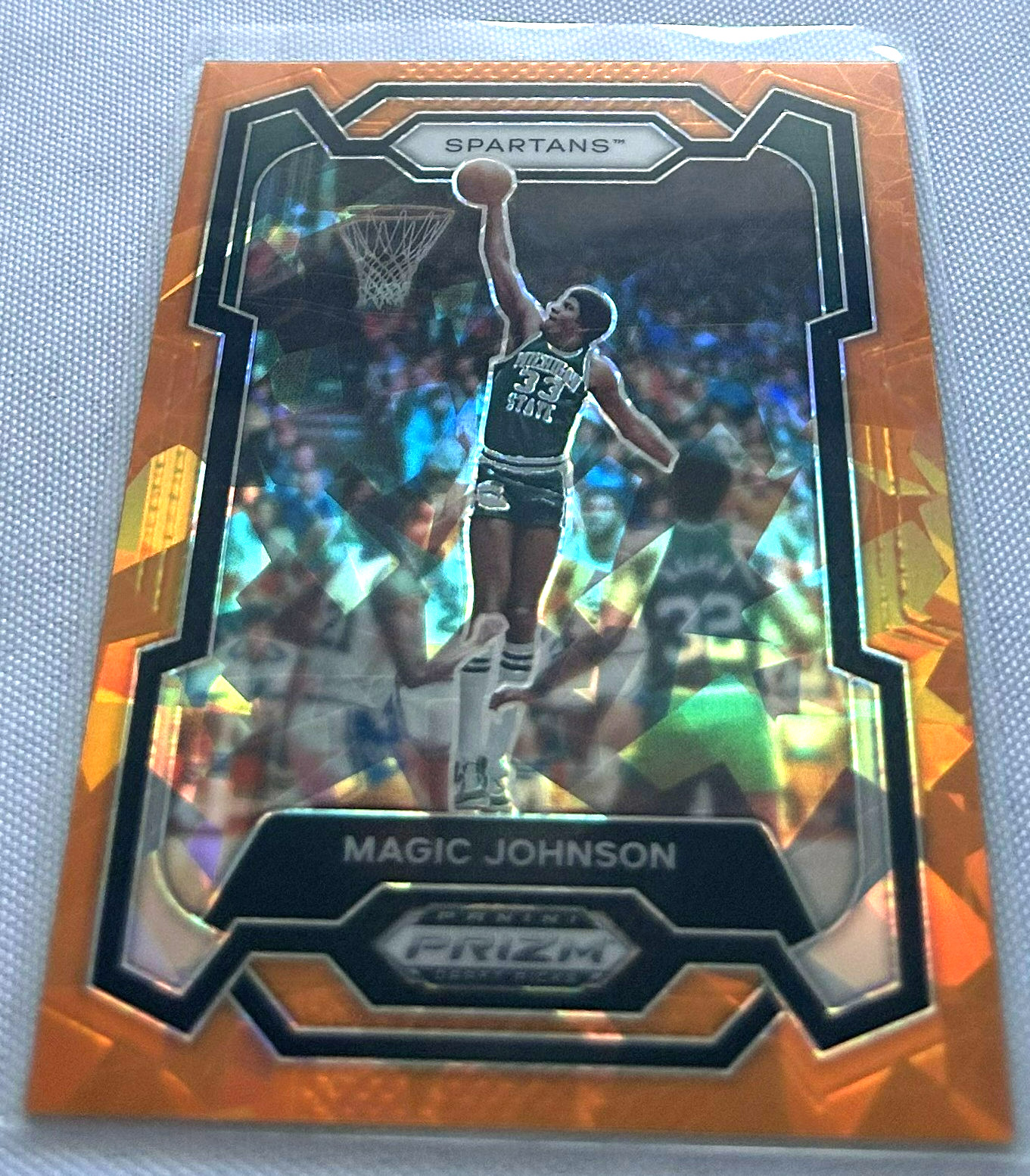 2024-25 Prizm Draft Basketball Magic Johnson Michigan State Orange Cracked Ice