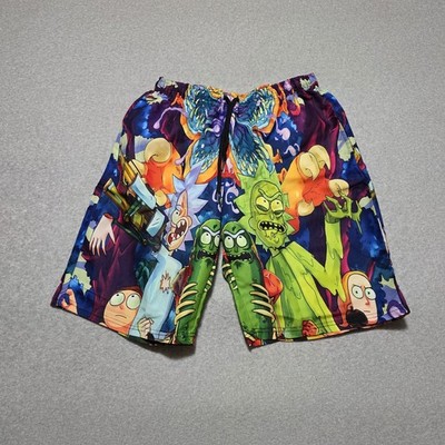 Rick & Morty Swim Trunks Board Shorts Mens Large Cartoon Beach Surf Lined