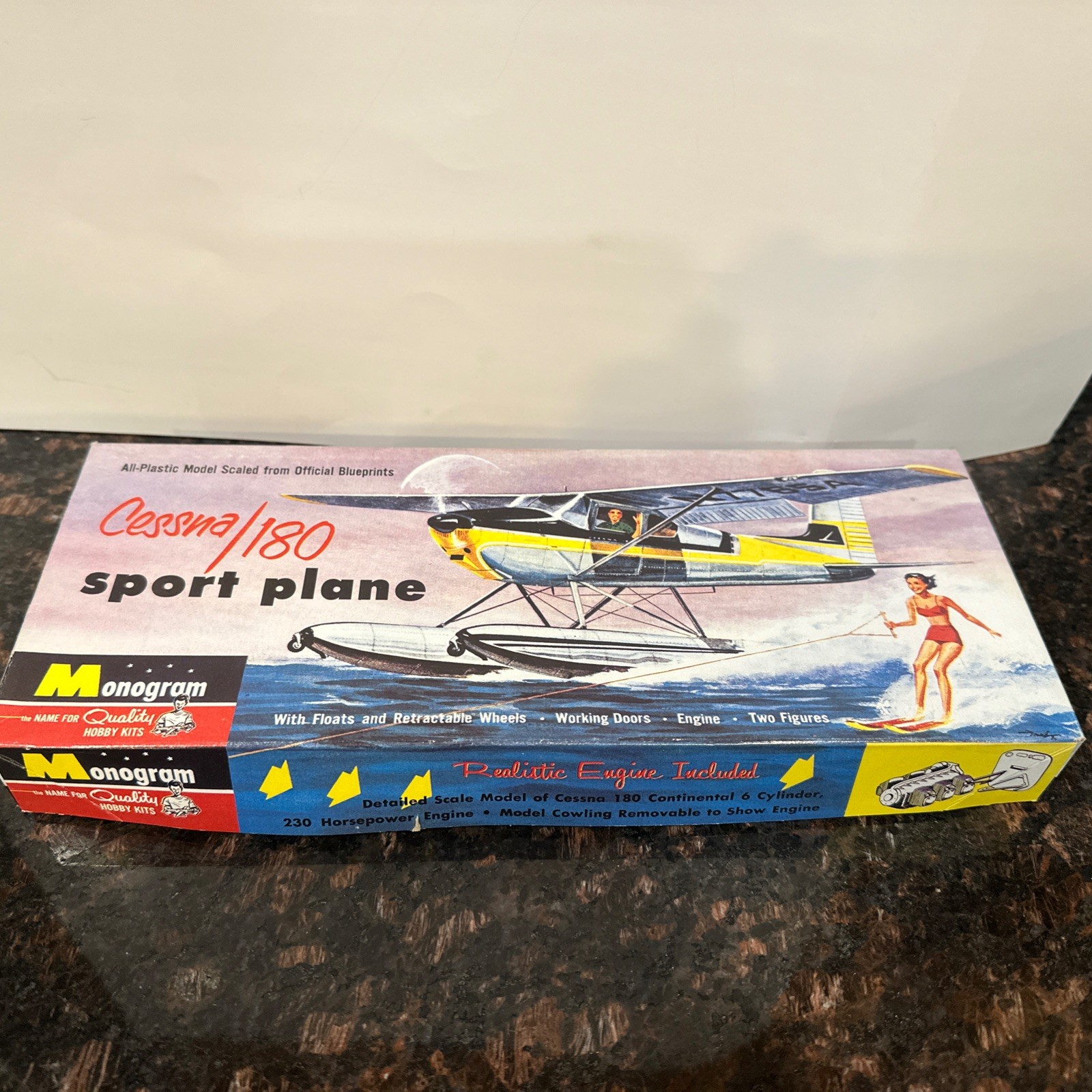 Vintage 1955 Monogram PA26 Cessna 180 Sport Plane Model Kit 1:80 Scale ...