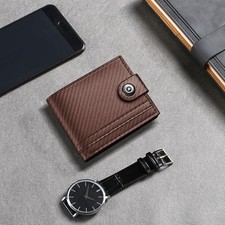 Mens Slim Wallet PU Leather Bifold Zipper Pocket ID Card Holder RFID