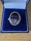 Vintage Sterling Silver Oval Stone Blue John Ring Size O 1/2