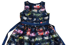 Lavender Fit  Flare Striped Floral Print Sleeveless Dress Girls Size 8