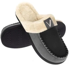 Men Comfy Fuzzy House Slipper Shoes Scuff Memory Foam Moccasin Fleece Slip on