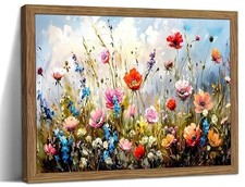Nature Floral Canvas Wall Art for Living Room - 16"L x 12"W Flowers Framed