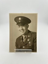 WWII US Army Soldier Portrait Photograph Uniformed Military Photo VG