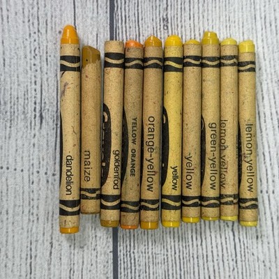 10 Crayola Crayon Binney & Smith RARE Retired Yellow Colors Vintage USA Made