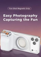 Fun Shot Magnetic Phone Camera Grip White Bundle.  Ultra Strong Magnetic 